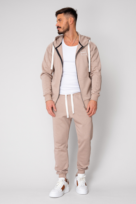 Set Rock hanorac cu fermoar si pantalon conic Taupe [2]