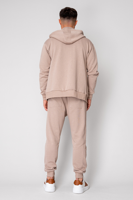 Set Rock hanorac cu fermoar si pantalon conic Taupe [4]