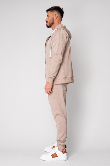 Set Rock hanorac cu fermoar si pantalon conic Taupe [3]