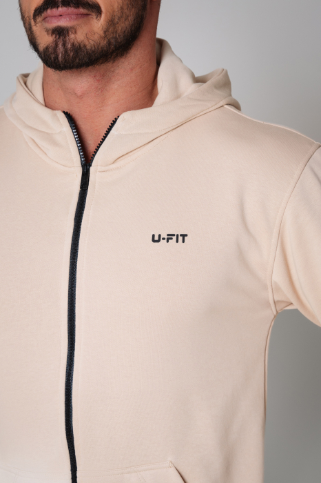 Set Roll Hoody with zipper and Tapered pants Light Beige [4]