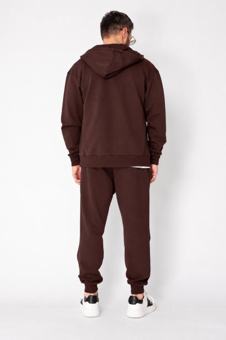 Set Roll hanorac cu fermoar si pantalon conic Brown [3]