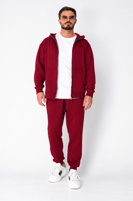 Set Roll hanorac cu fermoar si pantalon conic Burgundy [2]