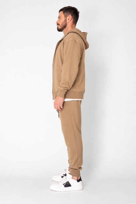 Set Roll hanorac cu fermoar si pantalon conic Cappuccino [2]
