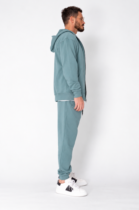Set Roll hanorac cu fermoar si pantalon conic Dusty Turquoise [2]