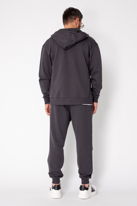 Set Roll hanorac cu fermoar si pantalon conic Grey Anthracite [4]