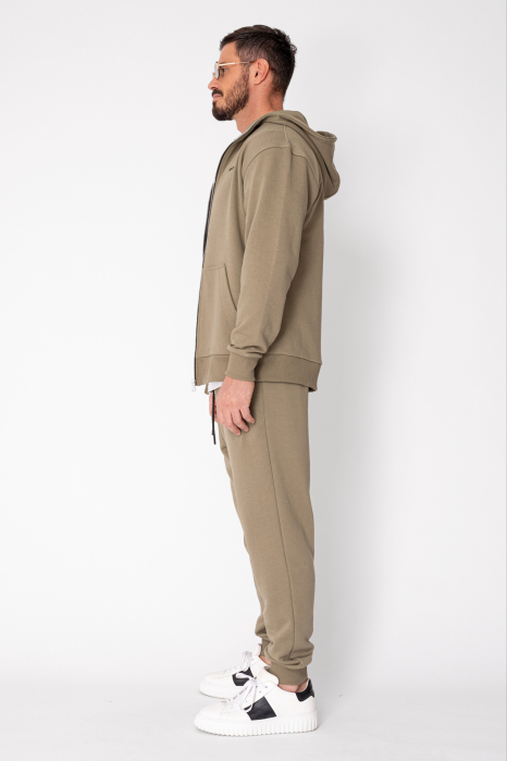 Set Roll hanorac cu fermoar si pantalon conic Khaki [3]