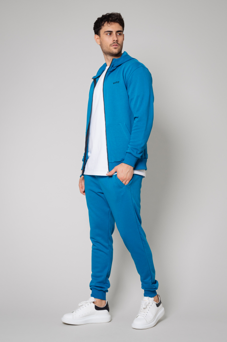 Set Roll hanorac cu fermoar si pantalon conic Peacock Blue [2]