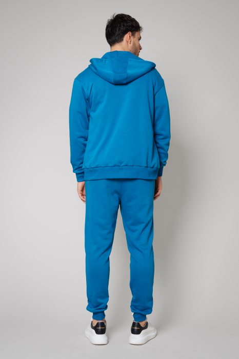 Set Roll hanorac cu fermoar si pantalon conic Peacock Blue [3]