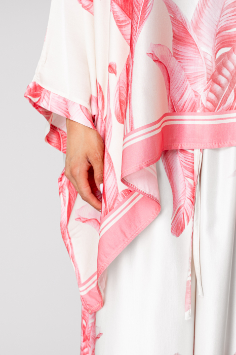 Set Shells Bluza si pantalon lung din mix matase Off White/ Rose [5]