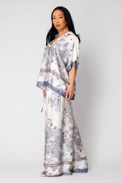 Set Shells Blouse and long pants in Off White/Grey silk mix [3]