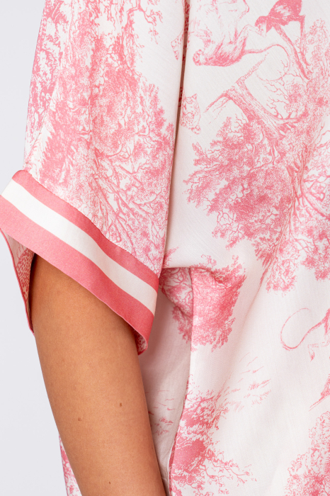 Set Shells bluza si pantalon scurt din mix matase Off White/Rose [8]