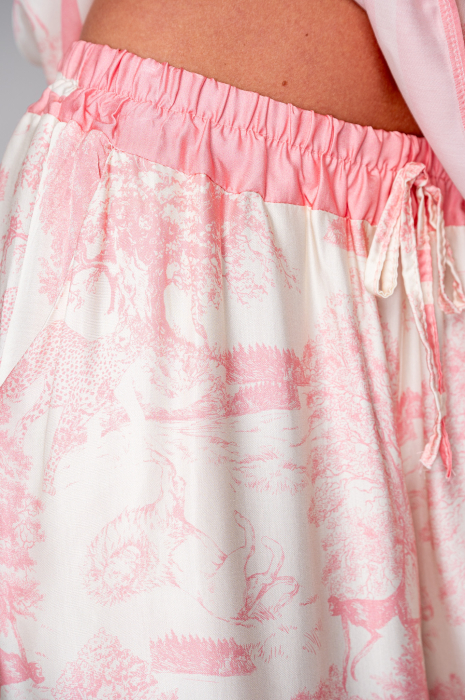 Set Shells Bluza si pantalon lung din mix matase Off White/Rose [5]