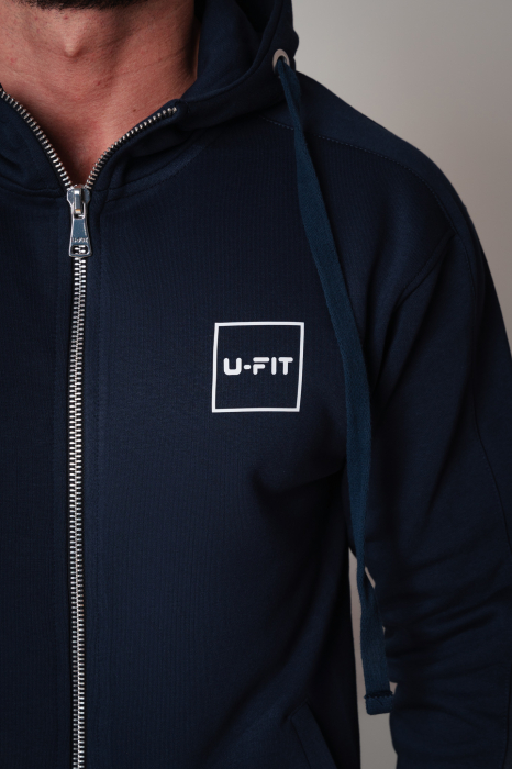 Set Square Hoody with zipper and Tapered pants Navy [4]