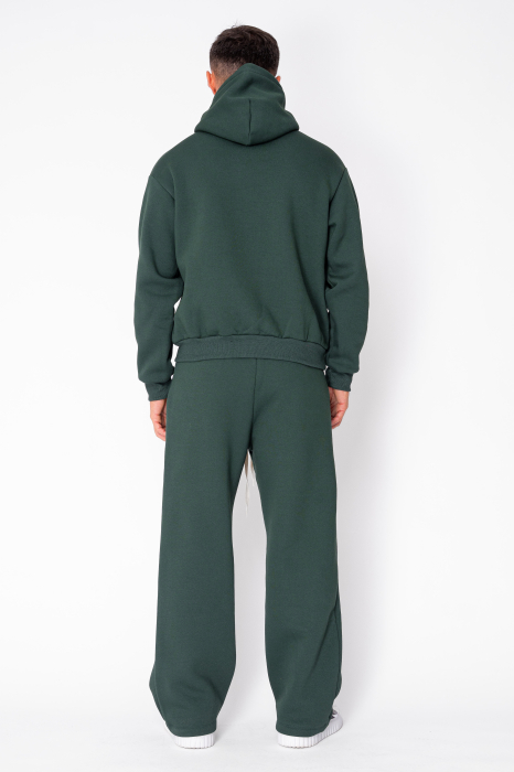 Street Winter sweatshirt and straight pants set Bottle Green [4]