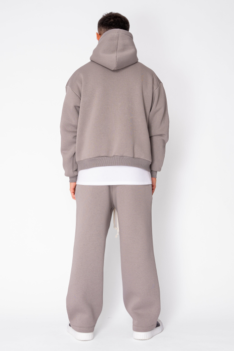 Street Winter sweatshirt and straight pants set Taupe [7]