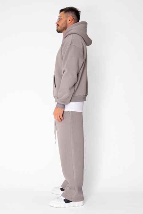 Street Winter sweatshirt and straight pants set Taupe [6]