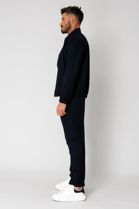 Set Caruso Stripes Jacket with zipper and long pants Black [3]