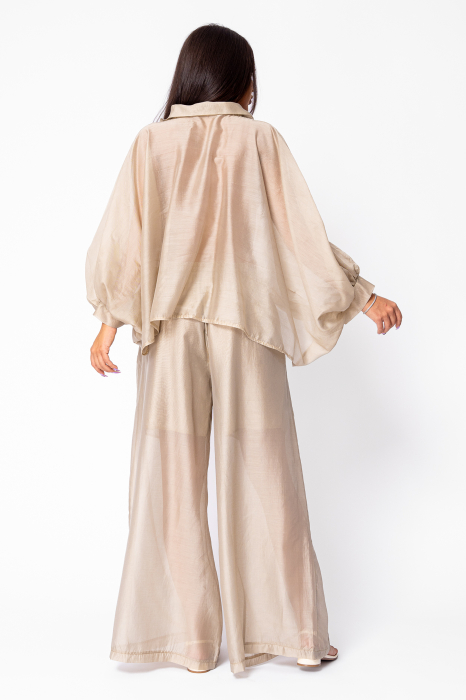 Set Summer Shells camasa si Pantalon lung din mix matase Beige [3]
