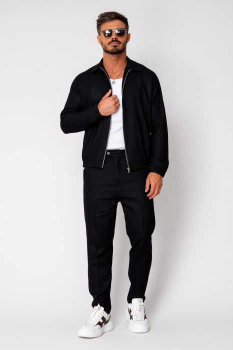 Set Toscano Jacheta cu fermoar si pantalon lung Black [2]