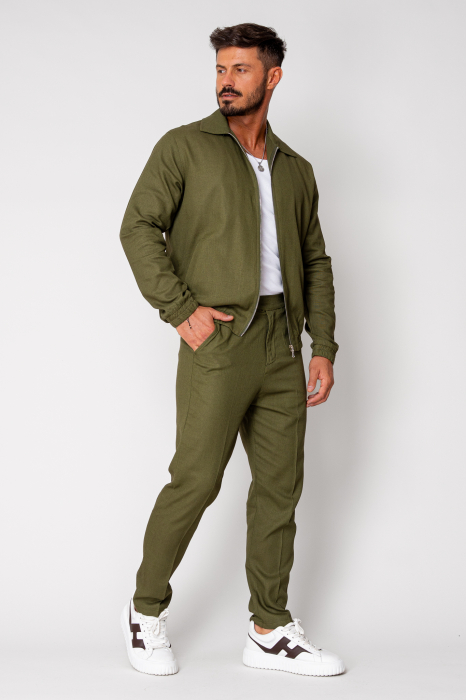 Toscano Set Zippered Jacket and Long Trousers Kaki [3]