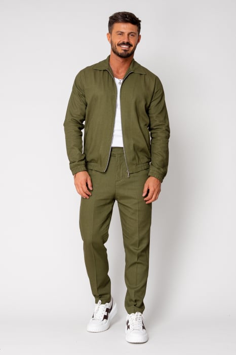 Toscano Set Zippered Jacket and Long Trousers Kaki [2]