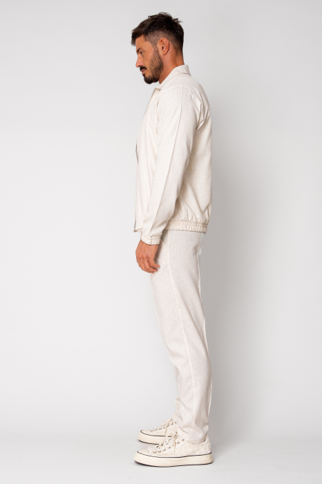 Set Toscano Jacheta cu fermoar si pantalon lung Cream [3]