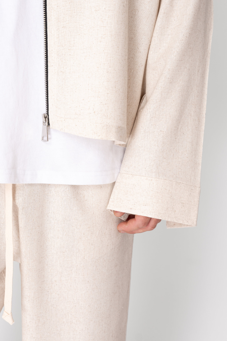 Set Oversized Toscano Zippered Jacket and Long Trousers Beige [5]