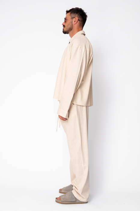 Set Oversized Toscano Zippered Jacket and Long Trousers Beige [3]