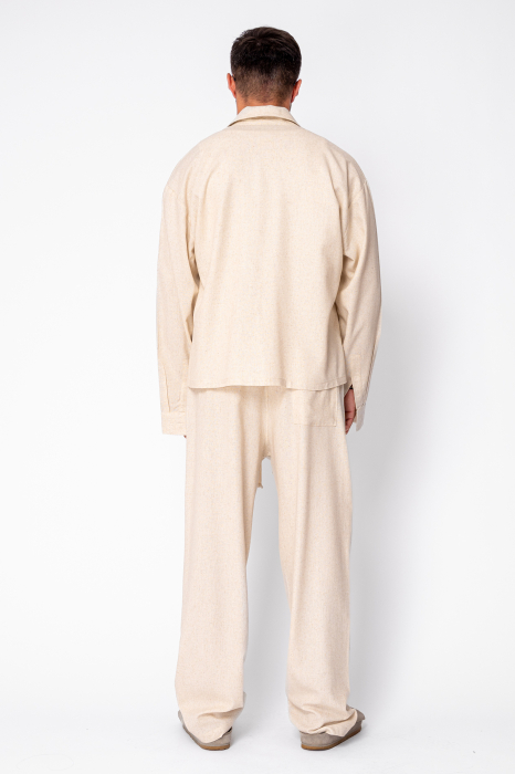 Set Oversized Toscano Zippered Jacket and Long Trousers Beige [4]