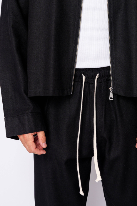 Set Oversized Toscano Zippered Jacket and Long Trousers Black [5]