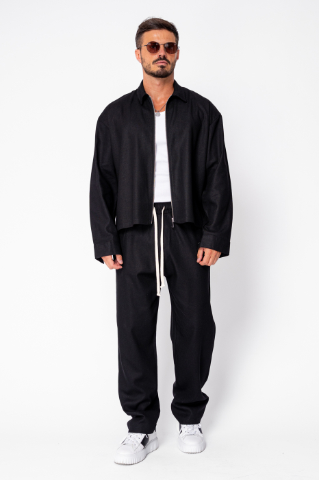 Set Oversized Toscano Zippered Jacket and Long Trousers Black [2]