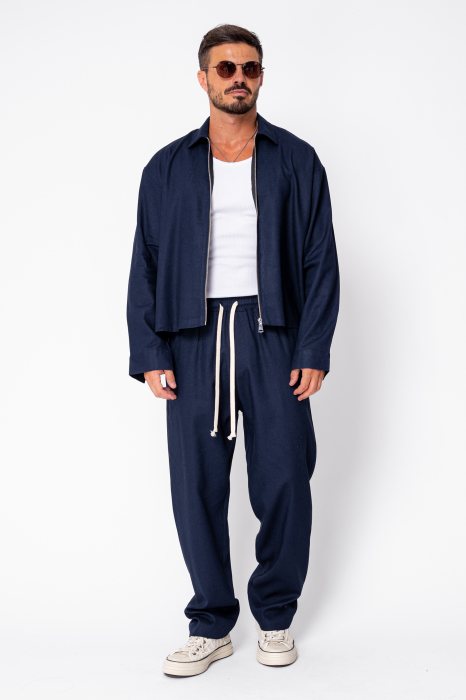Set Oversized Toscano Zippered Jacket and Long Trousers Navy [2]