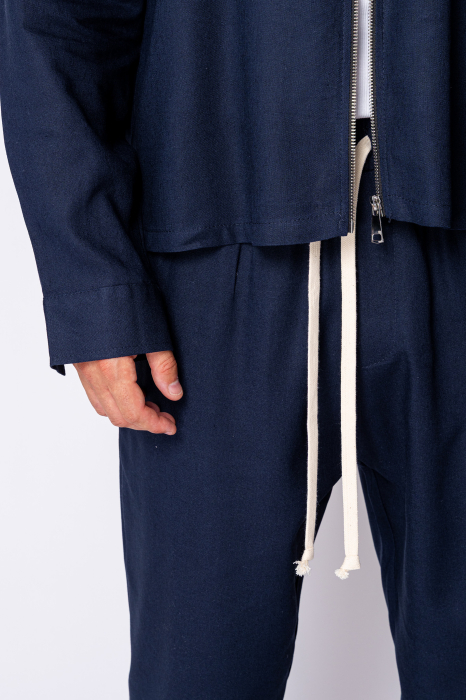 Set Oversized Toscano Zippered Jacket and Long Trousers Navy [5]