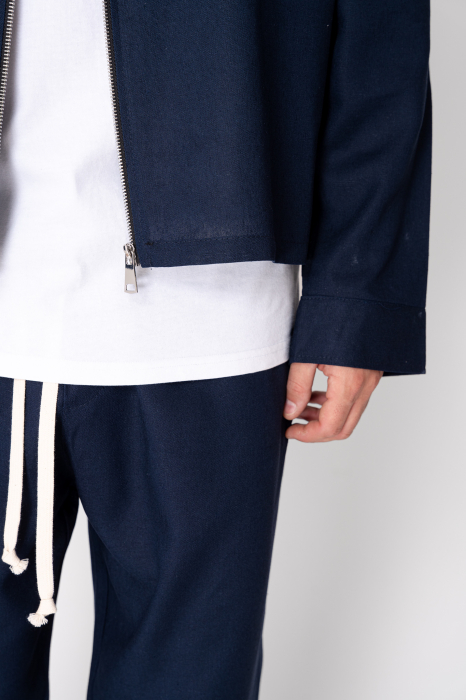 Set Oversized Toscano Zippered Jacket and Long Trousers Navy [4]