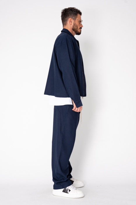 Set Oversized Toscano Zippered Jacket and Long Trousers Navy [3]