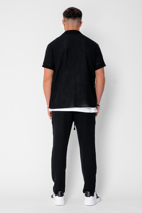 Set Tricotat Camasa maneca scurta si Pantaloni lungi Black [3]