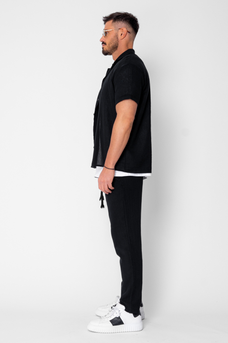 Set Tricotat Camasa maneca scurta si Pantaloni lungi Black [2]