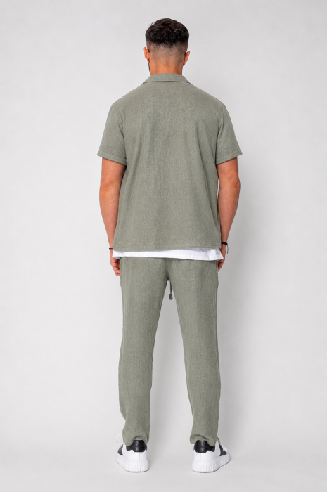 Set Tricotat Camasa maneca scurta si Pantaloni lungi Dark Olive [3]