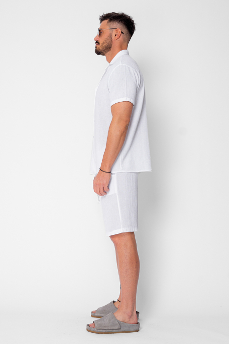 Set Tricotat Camasa maneca scurta si Pantaloni scurti White [3]