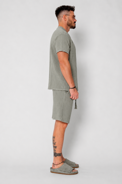 Set Tricotat Tricou si Pantaloni scurti Dark Olive [2]