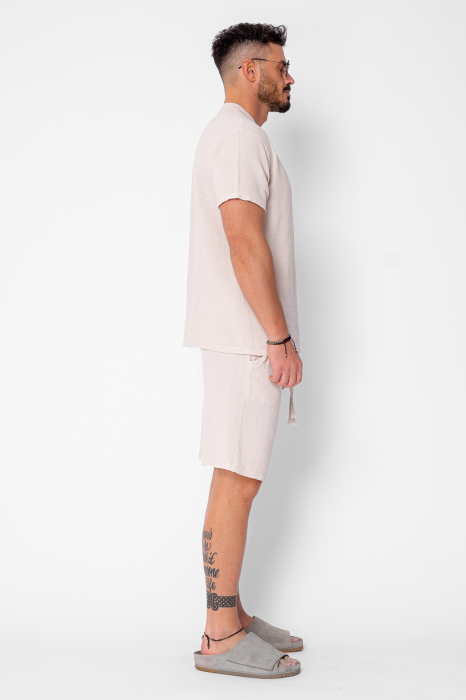 Set Tricotat Tricou si Pantaloni scurti Light Beige [3]