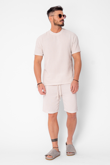 Set Tricotat Tricou si Pantaloni scurti Light Beige [2]