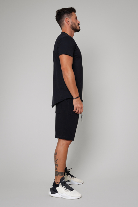 Set T-shirt Man Asymetric with short pants Black [2]