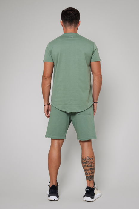 Set Tricou Barbati Asymetric si Pantalon scurt Olive [3]