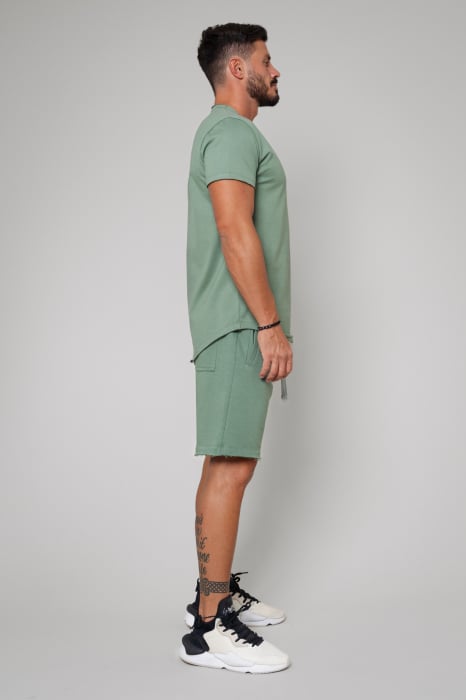 Set Tricou Barbati Asymetric si Pantalon scurt Olive [2]