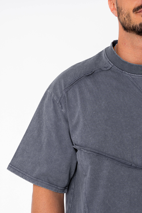 Set tricou si pantalon scurt cu cusaturi exterioare Grey Anthracite Prespalat [5]