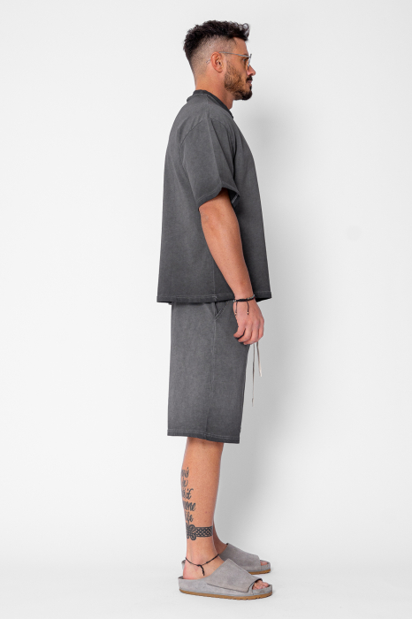 Set tricou si pantalon scurt cu efect prespalat Grey Anthracite [3]