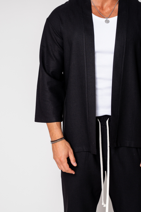 Set Tulum Jachetă tip kimono si pantalon lung Black [5]