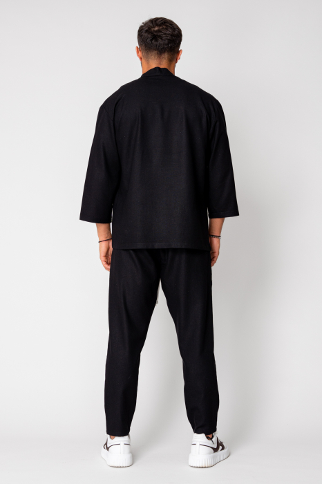 Set Tulum Jachetă tip kimono si pantalon lung Black [4]