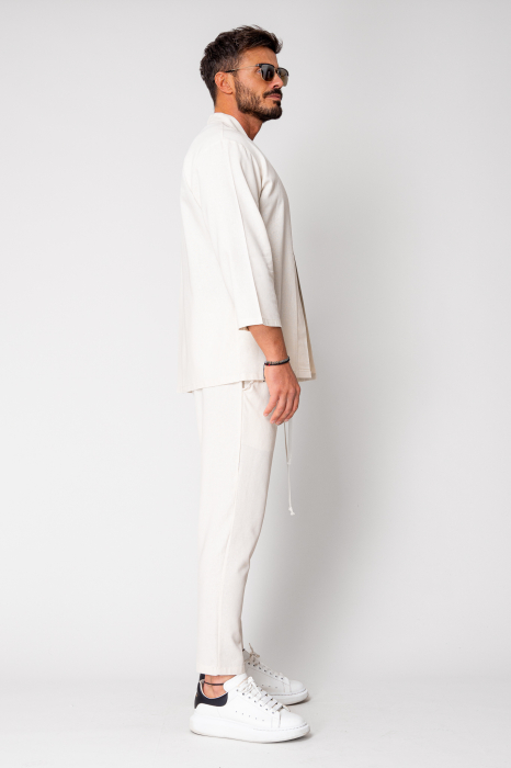 Set Tulum Jachetă tip kimono si pantalon lung Off White [4]